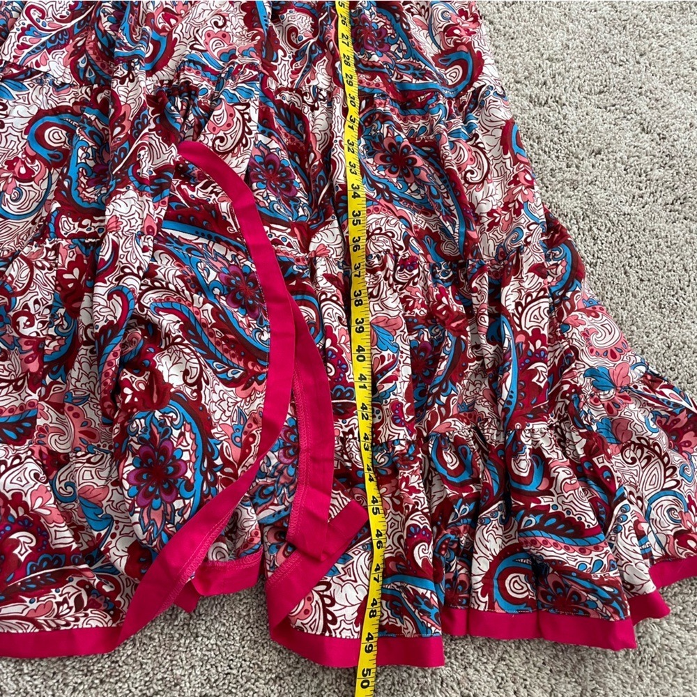 Soft Surroundings Red Blue Paisley Tiered Viscose Maxi Dress Small - Picture 14 of 14
